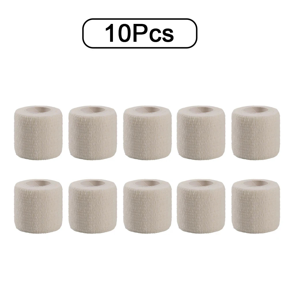 10 Rolls Athletic Wrap Tape Self Adhesive Elastic Bandage Elastoplast Sports Protector Knee Finger Shoulder Tattoo Accessories