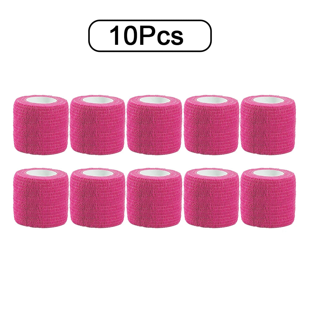 10 Rolls Athletic Wrap Tape Self Adhesive Elastic Bandage Elastoplast Sports Protector Knee Finger Shoulder Tattoo Accessories