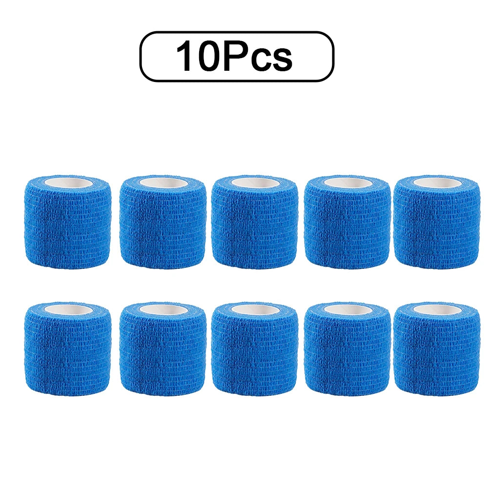 10 Rolls Athletic Wrap Tape Self Adhesive Elastic Bandage Elastoplast Sports Protector Knee Finger Shoulder Tattoo Accessories